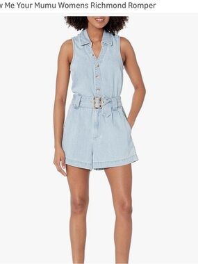 Show Me Your MuMu Light Wash Denim Romper